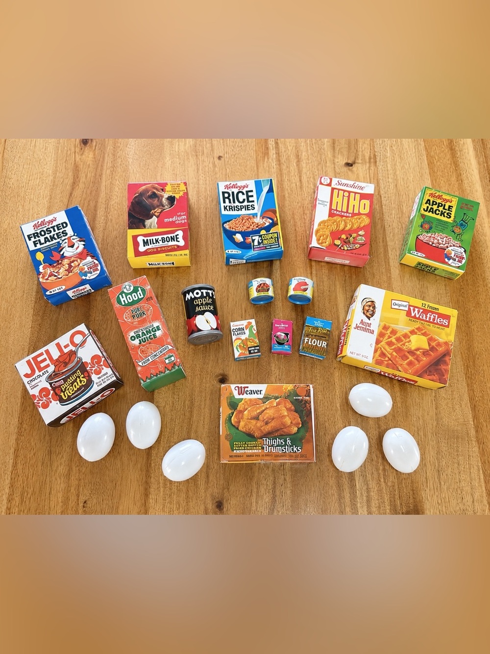Vintage Miniature Pretend Play Food Lot w/ Eggs Retro Toy Kitchen Dollhouse 60s